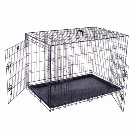 PET ADOBE 2193 Pet Adobe 42" Folding Pet Crate Double Door Kennel Wire Cage for Dogs, Cats or Rabbits 222527PWD
